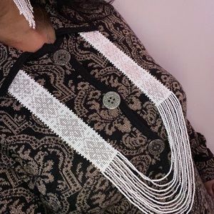 Handcrafted bead embroidery necklace earrings set